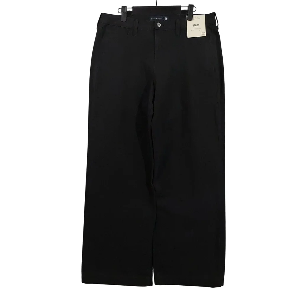 Abercrombie & Fitch Baggy Pants Mens 34x30 (Fits34x29) Black Wide Leg Relaxed